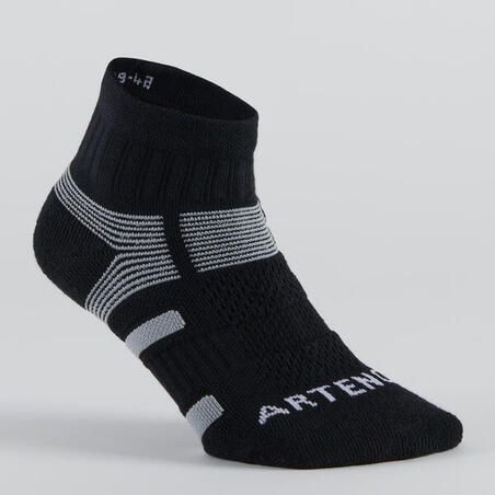 CHAUSSETTES DE SPORT MI-HAUTES ARTENGO RS 560 NOIR GRIS LOT DE 3