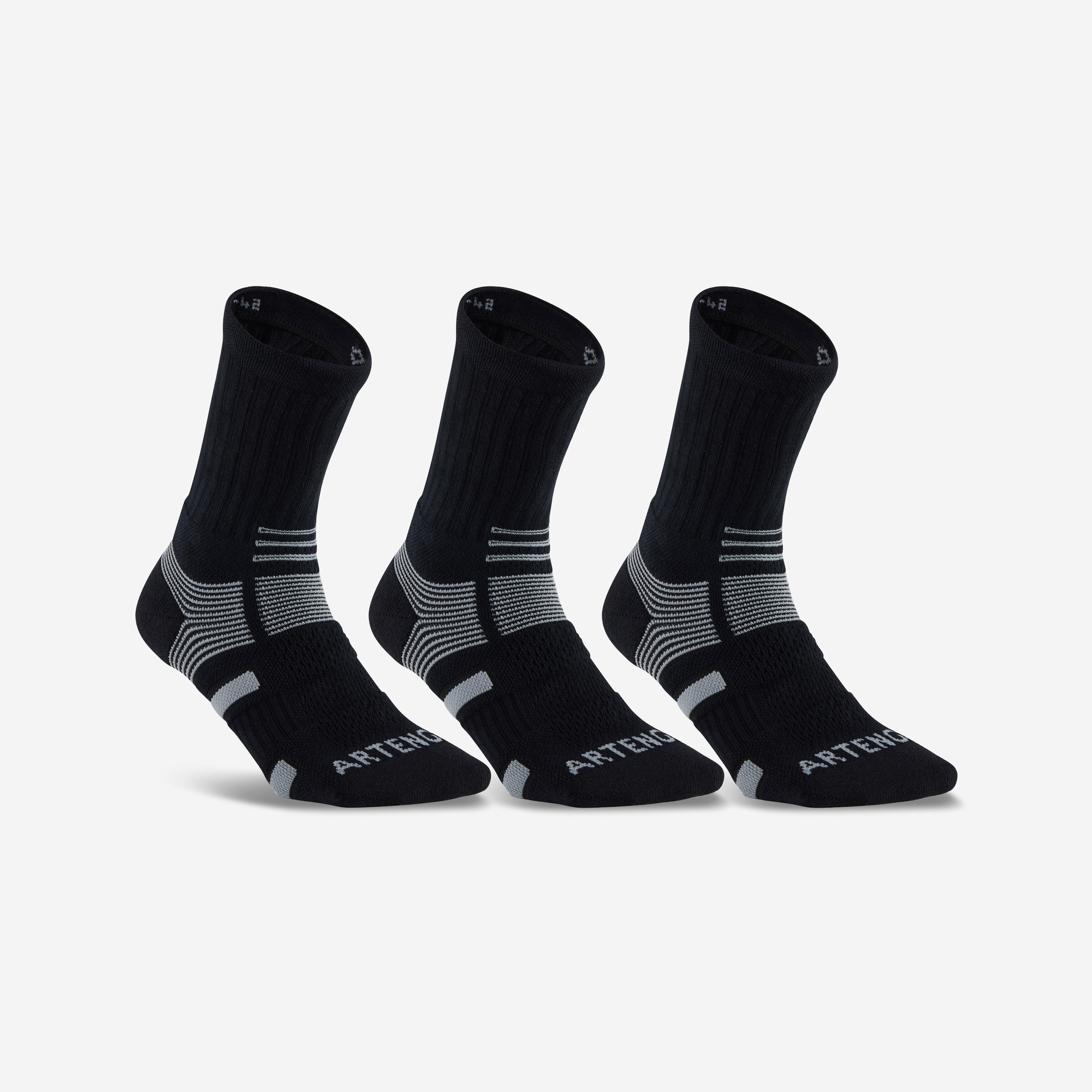 Chaussettes de sport hautes artengo rs 560 noir gris lot de 3 - Tennis - Artengo- Clubs - Entreprises - Collectivités - Associations