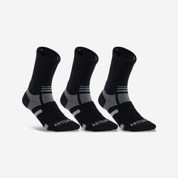 CHAUSSETTES DE SPORT HAUTES ARTENGO RS 560 BLANC GRIS LOT DE 3