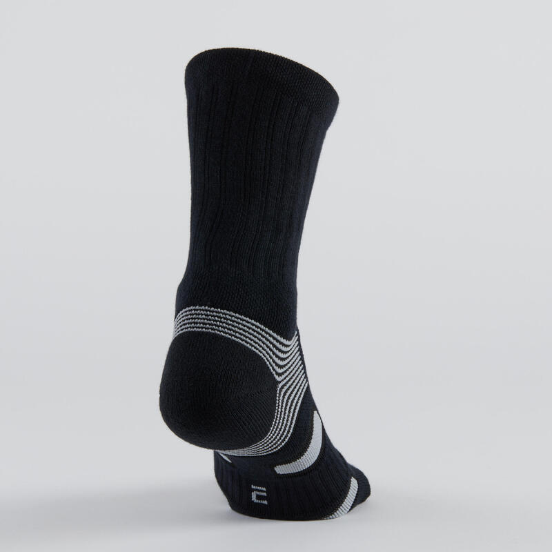 Vysoké tenisové ponožky RS 560 3 páry černo-šedé