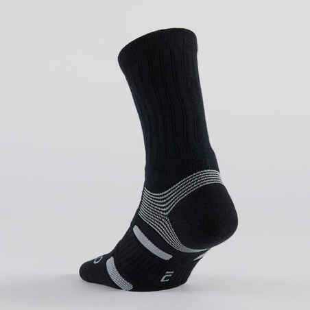 Ilgos sportinės kojinės suaugusiems „RS 560“, 3 vienetai, juodos, pilkos