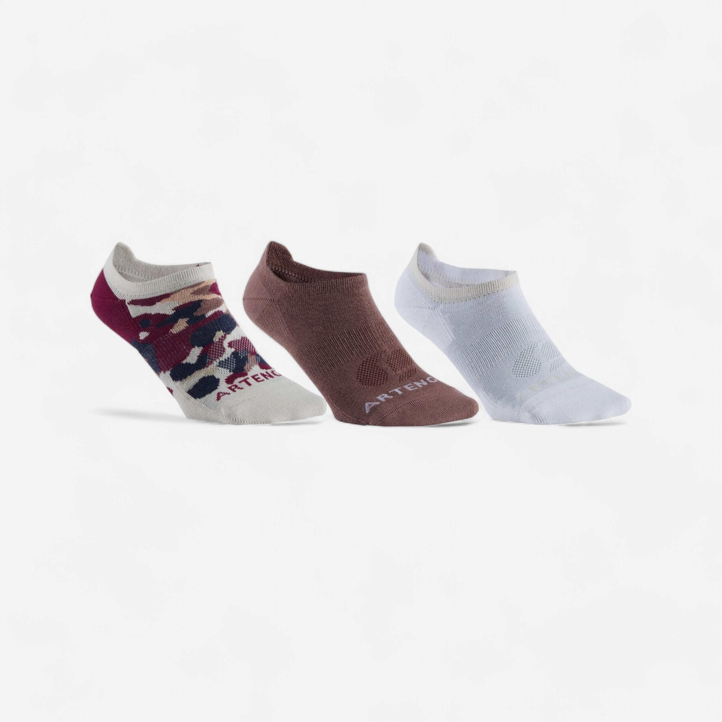 ARTENGO Low Sports Socks Tri-Pack RS 160 - Camo/Taupe/White