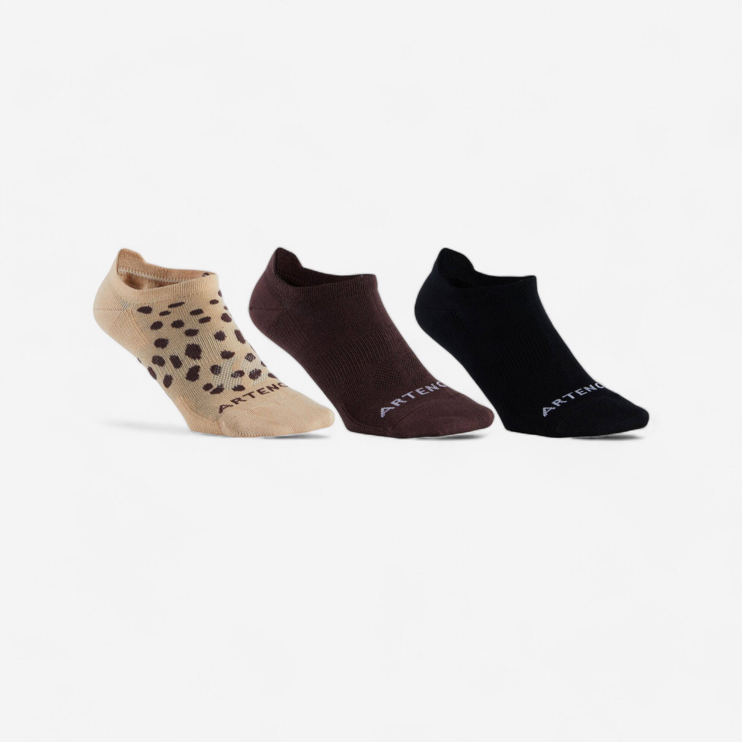 Low Sports Socks Tri-Pack RS 160 - Beige Print/Brown/Black -  1