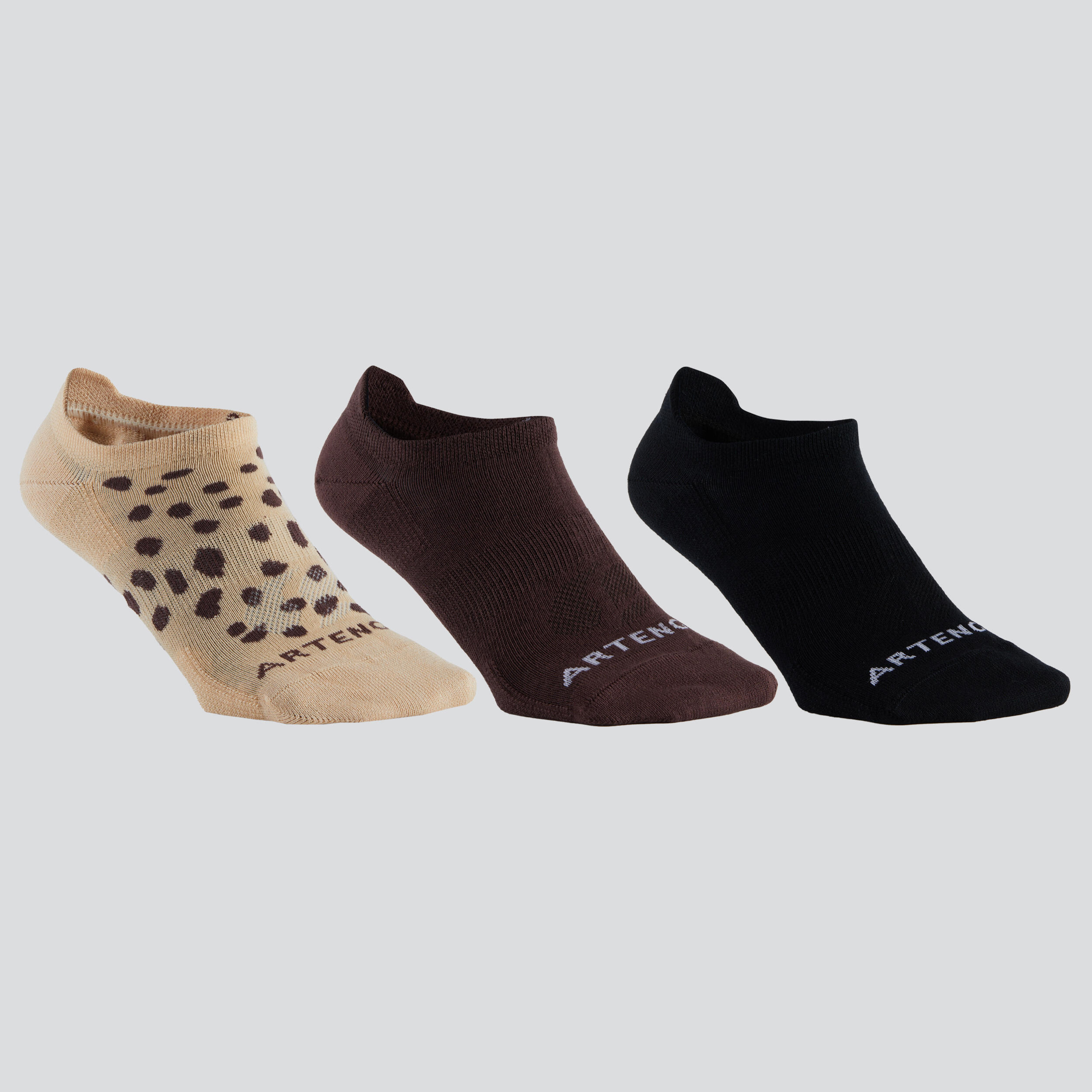 Low Sports Socks Tri-Pack RS 160 - Beige Print/Brown/Black 1/14