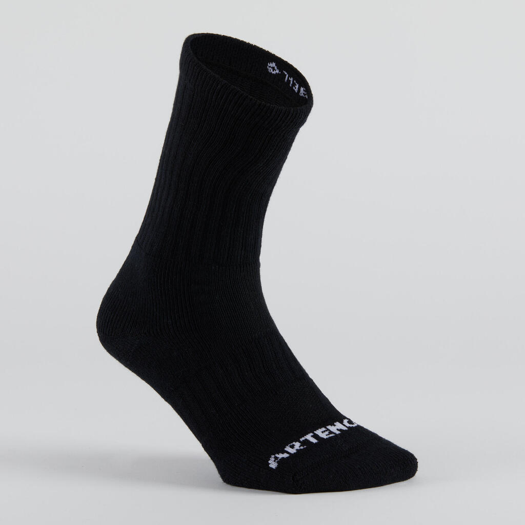 Čarape za sportove s reketom 500 visoke za odrasle 3 para crne