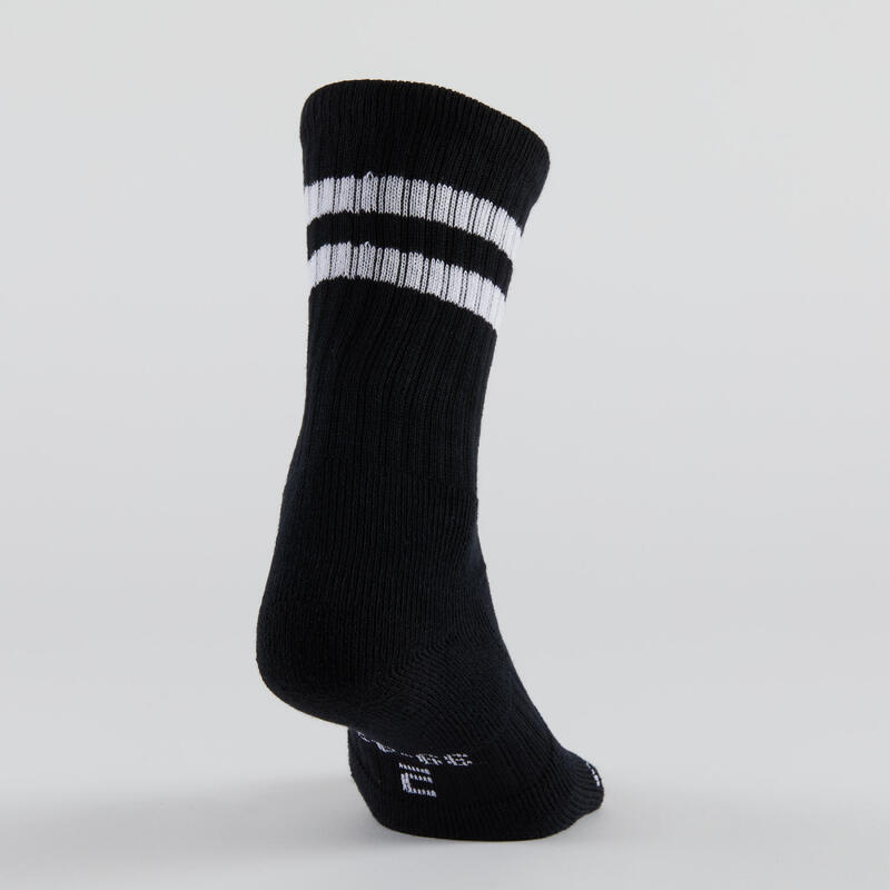 CHAUSSETTES DE TENNIS HAUTES ARTENGO RS 500 NOIR BANDES LOT DE 3