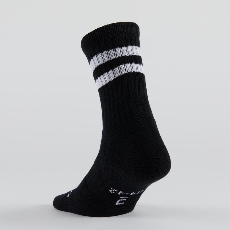 CHAUSSETTES DE TENNIS HAUTES ARTENGO RS 500 NOIR BANDES LOT DE 3