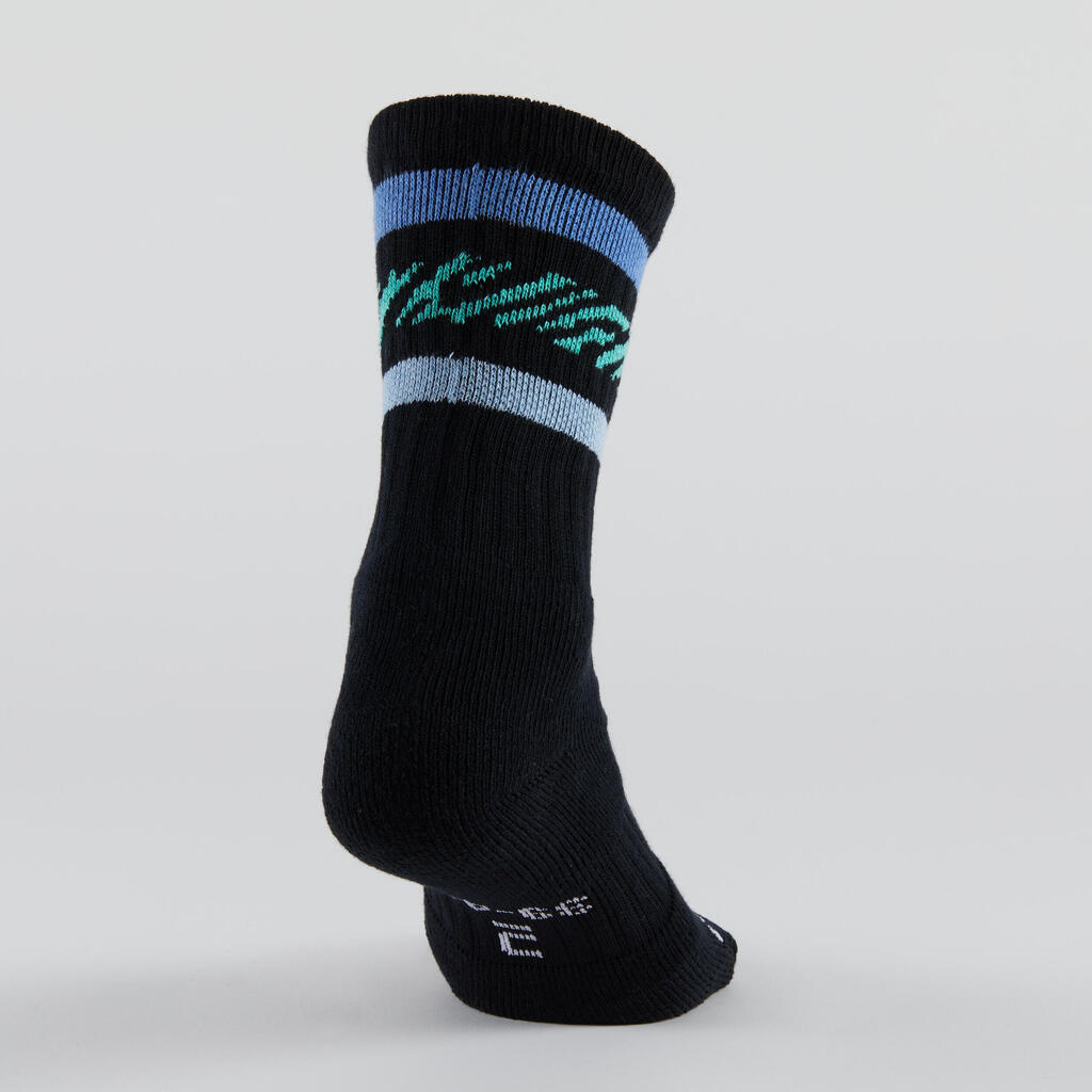 Ilgos teniso kojinės „RS 500“, 3 poros, juodos, su dryžiais