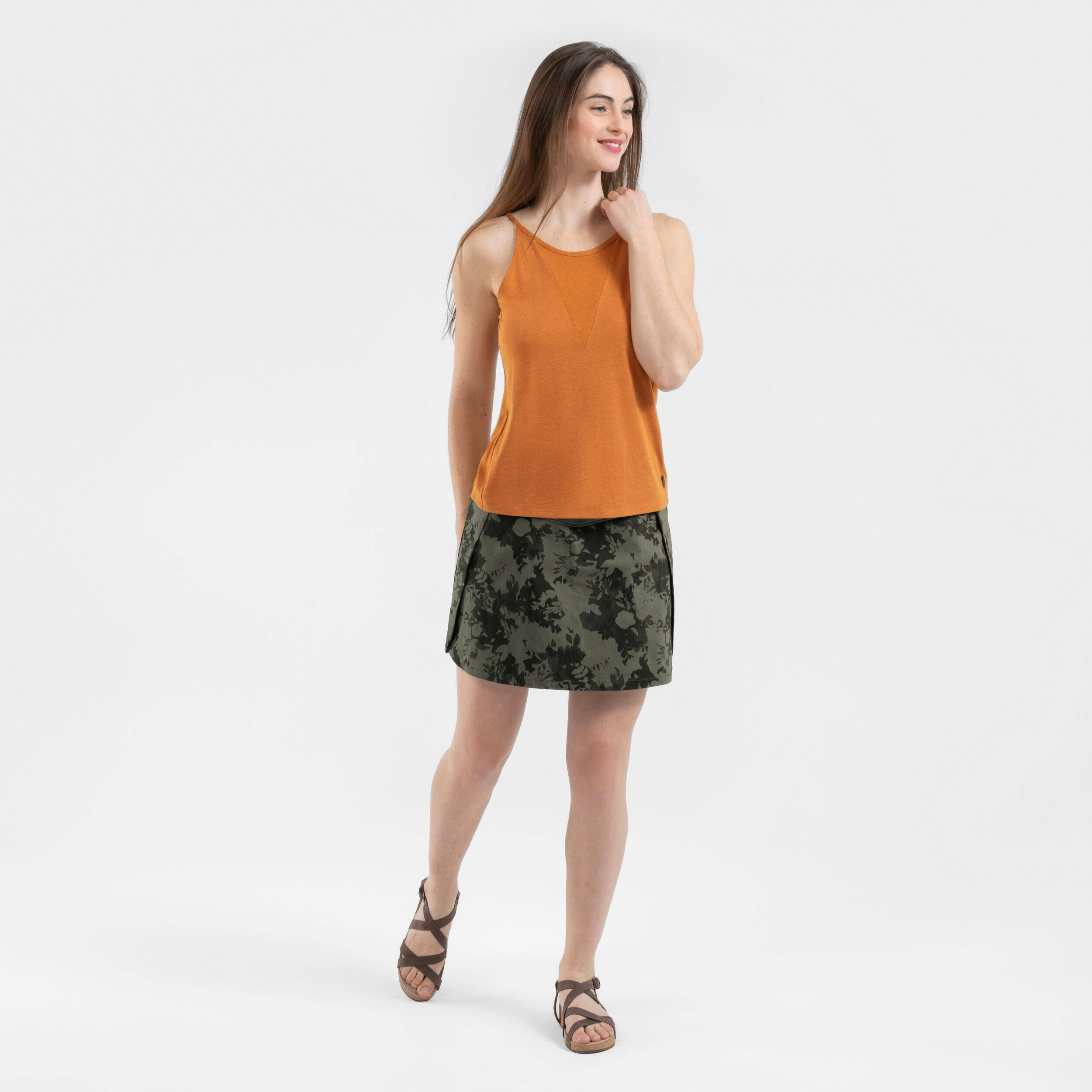 Women Sleeveless Tank Top Brown - NH500 -  2