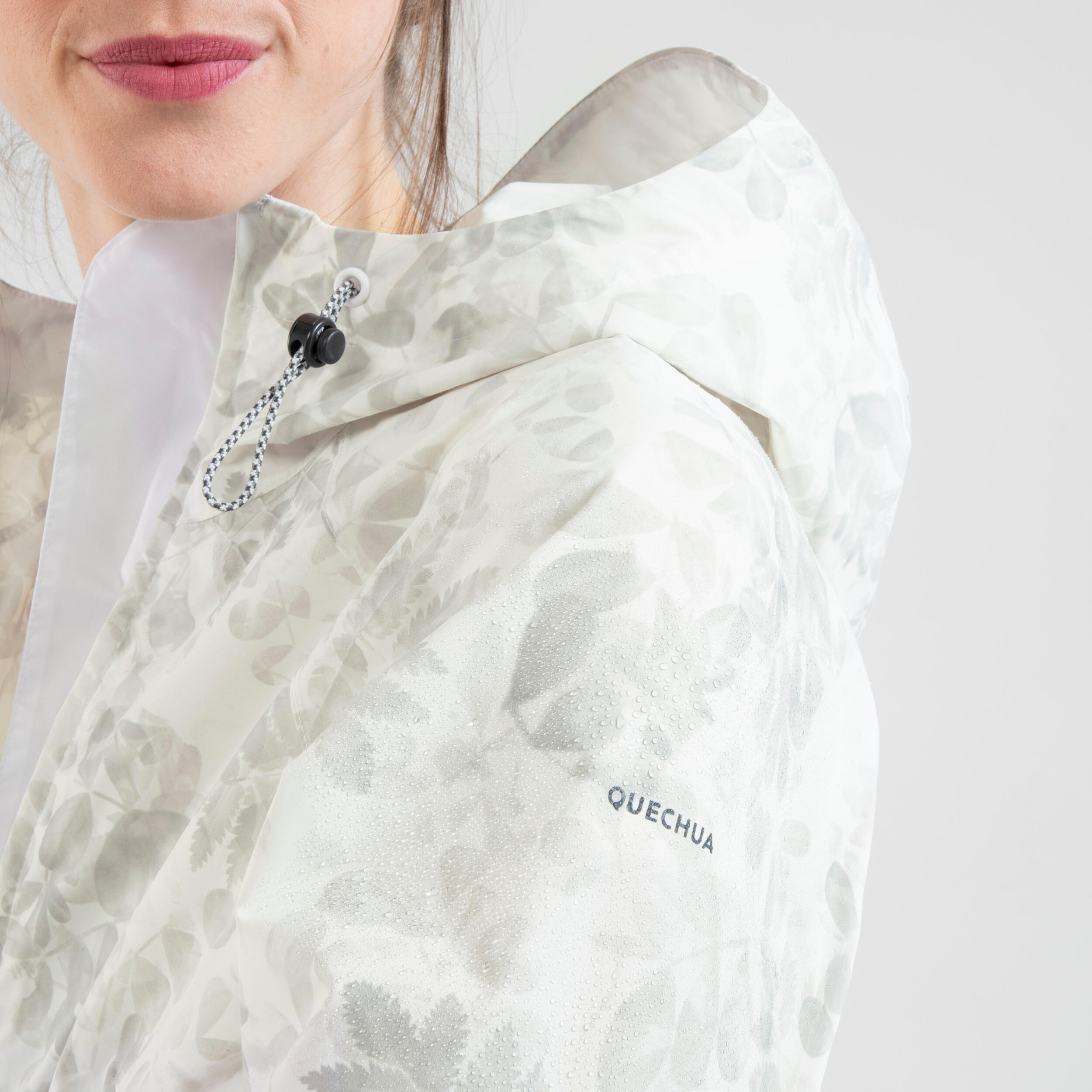 Women’s waterproof hiking jacket, Raincut Long - White 10/10
