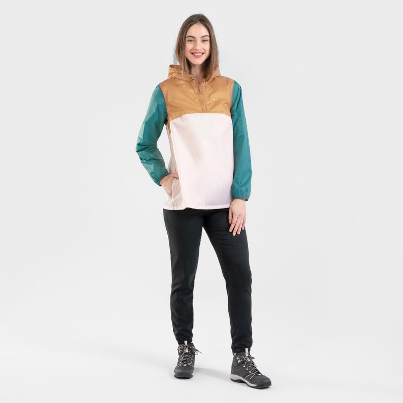 Veste coupe vente et déperlante de randonnée - Raincut 1/2 zip - Femme