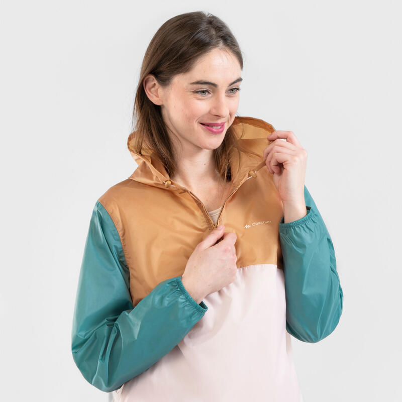 Veste coupe vente et déperlante de randonnée - Raincut 1/2 zip - Femme