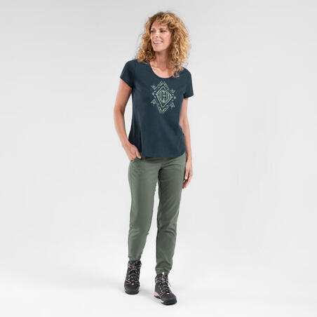 Majica kratkih rukava za planinarenje NH500 ženska - zelena