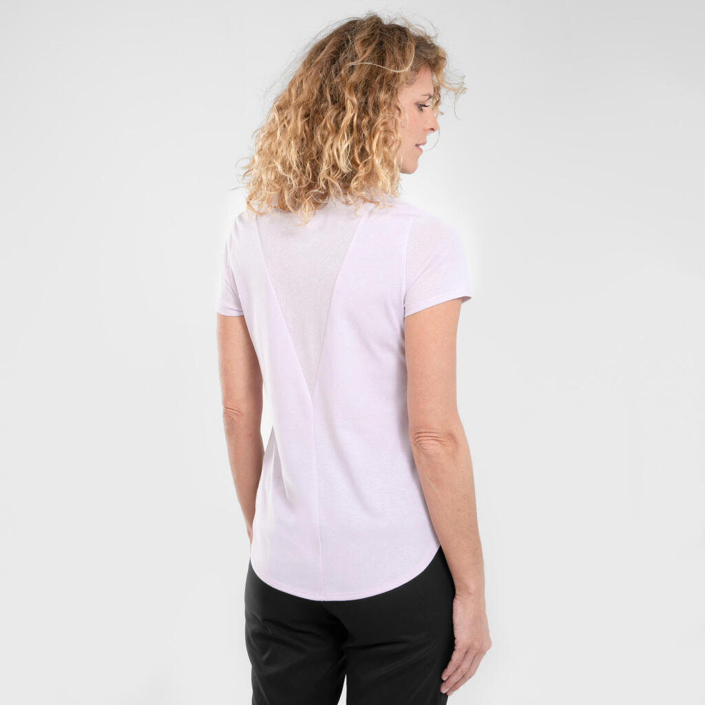 Sieviešu pārgājienu T krekls “NH500”, rozā/tumši zils