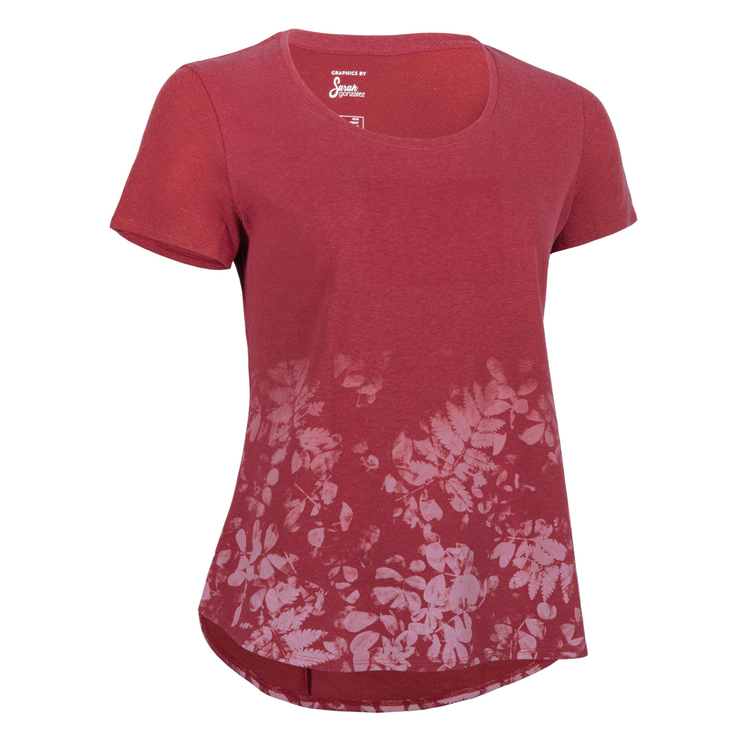 Playera de senderismo guinda para mujer NH500 Decathlon