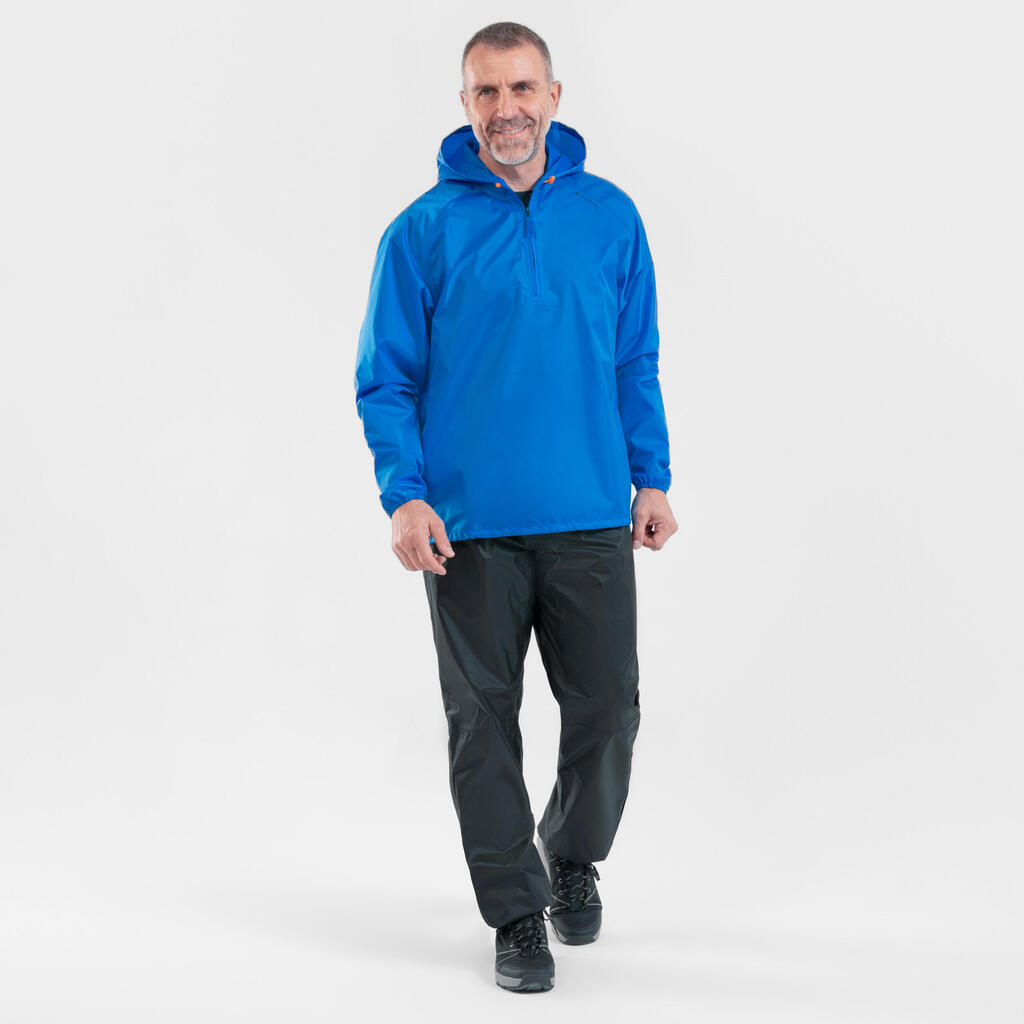 Chamarra impermeable de senderismo raincut azul 1/2 cierre hombre