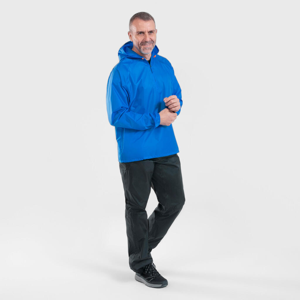 Chamarra impermeable de senderismo raincut azul 1/2 cierre hombre