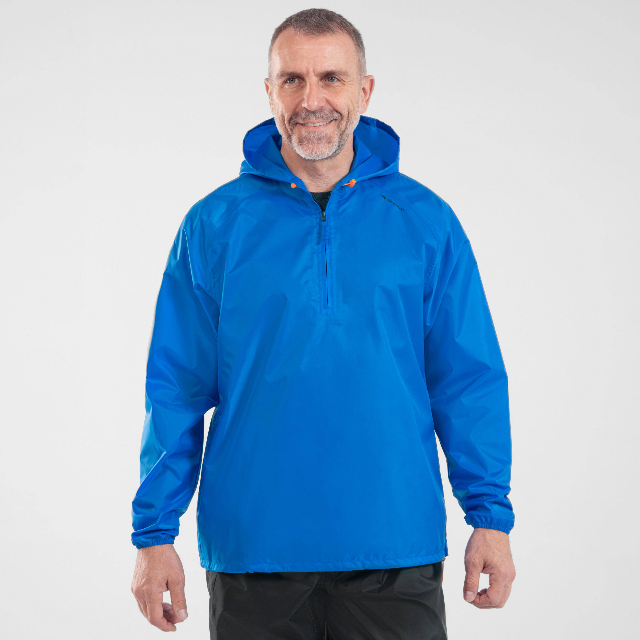 Men Half Zip Rain Jacket with Storage Pouch Blue - NH100