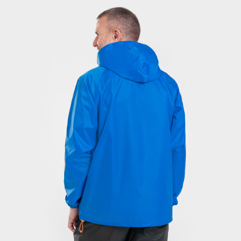 Chamarra impermeable de senderismo raincut azul 1/2 cierre hombre