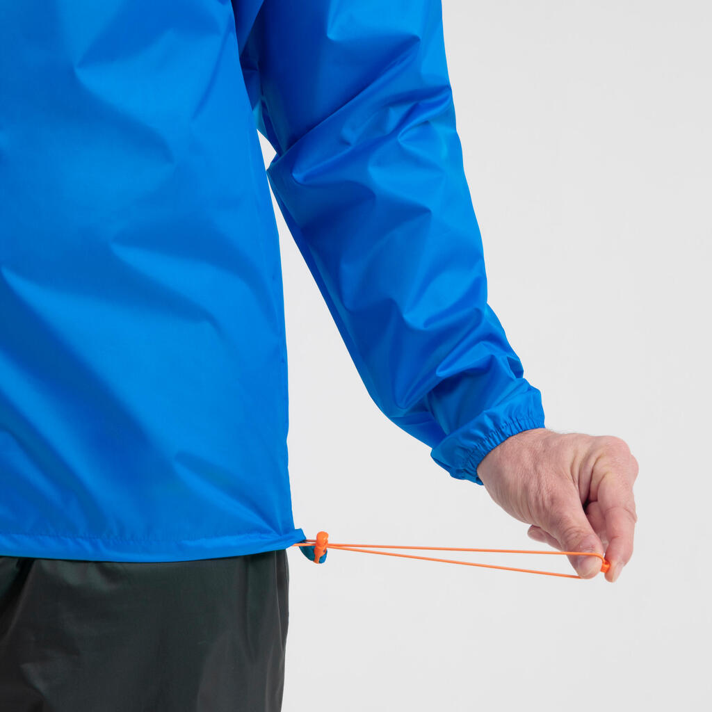 Chamarra impermeable de senderismo raincut azul 1/2 cierre hombre