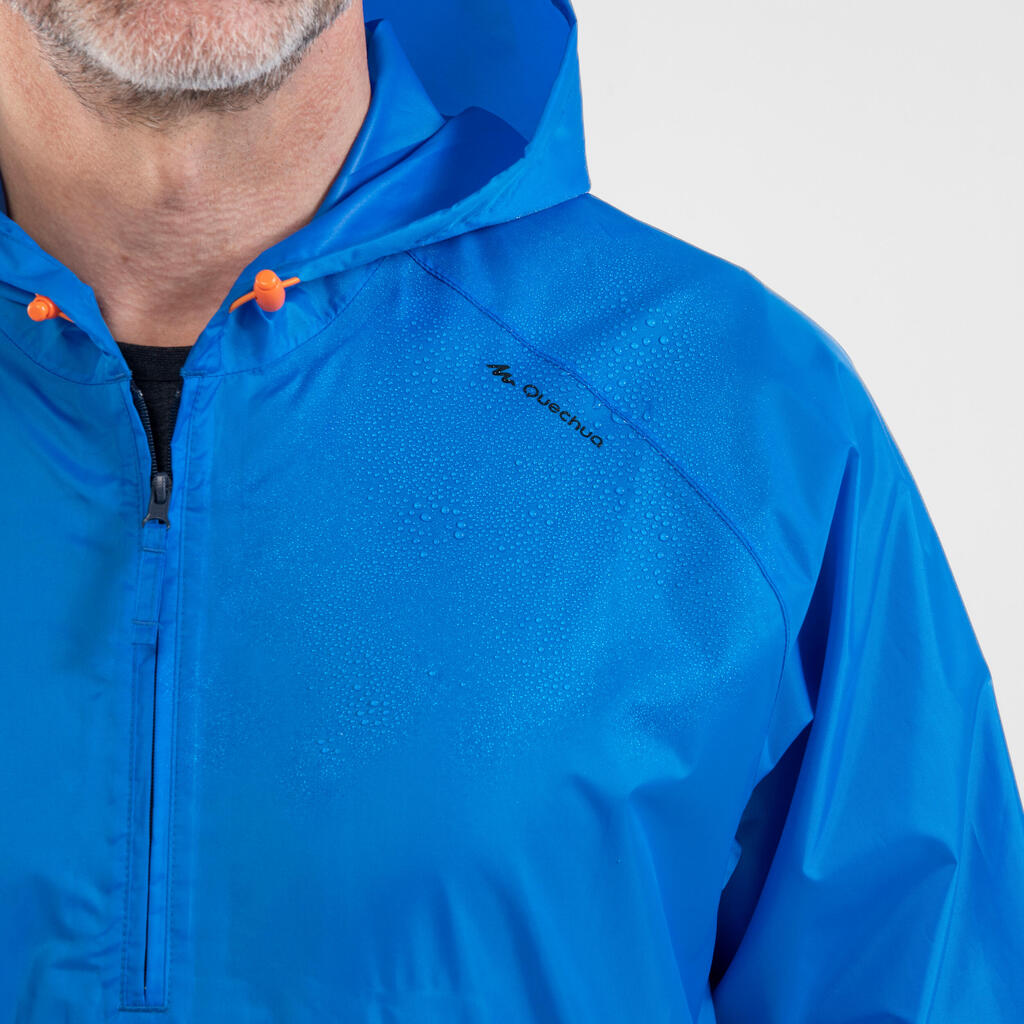 Chamarra impermeable de senderismo raincut azul 1/2 cierre hombre