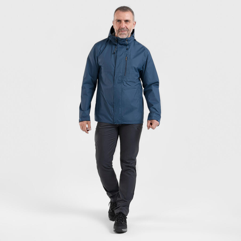 Chaqueta impermeable de senderismo para Hombre - Quechua NH500 azul/café