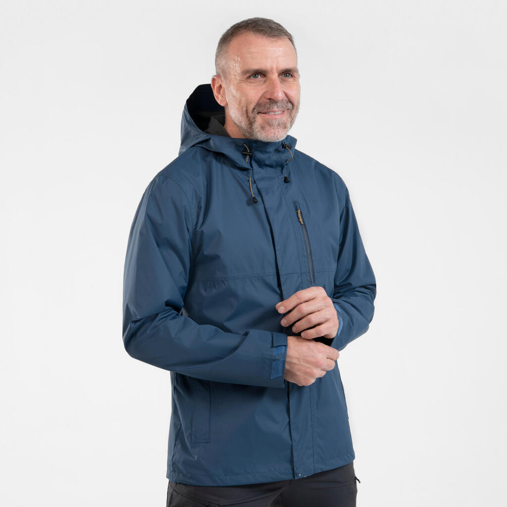 Chaqueta impermeable de senderismo para Hombre - Quechua NH500 azul/café