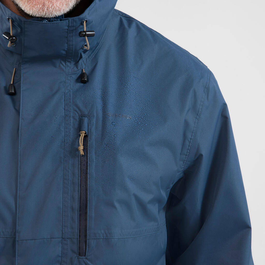 Chaqueta impermeable de senderismo para Hombre - Quechua NH500 azul/café