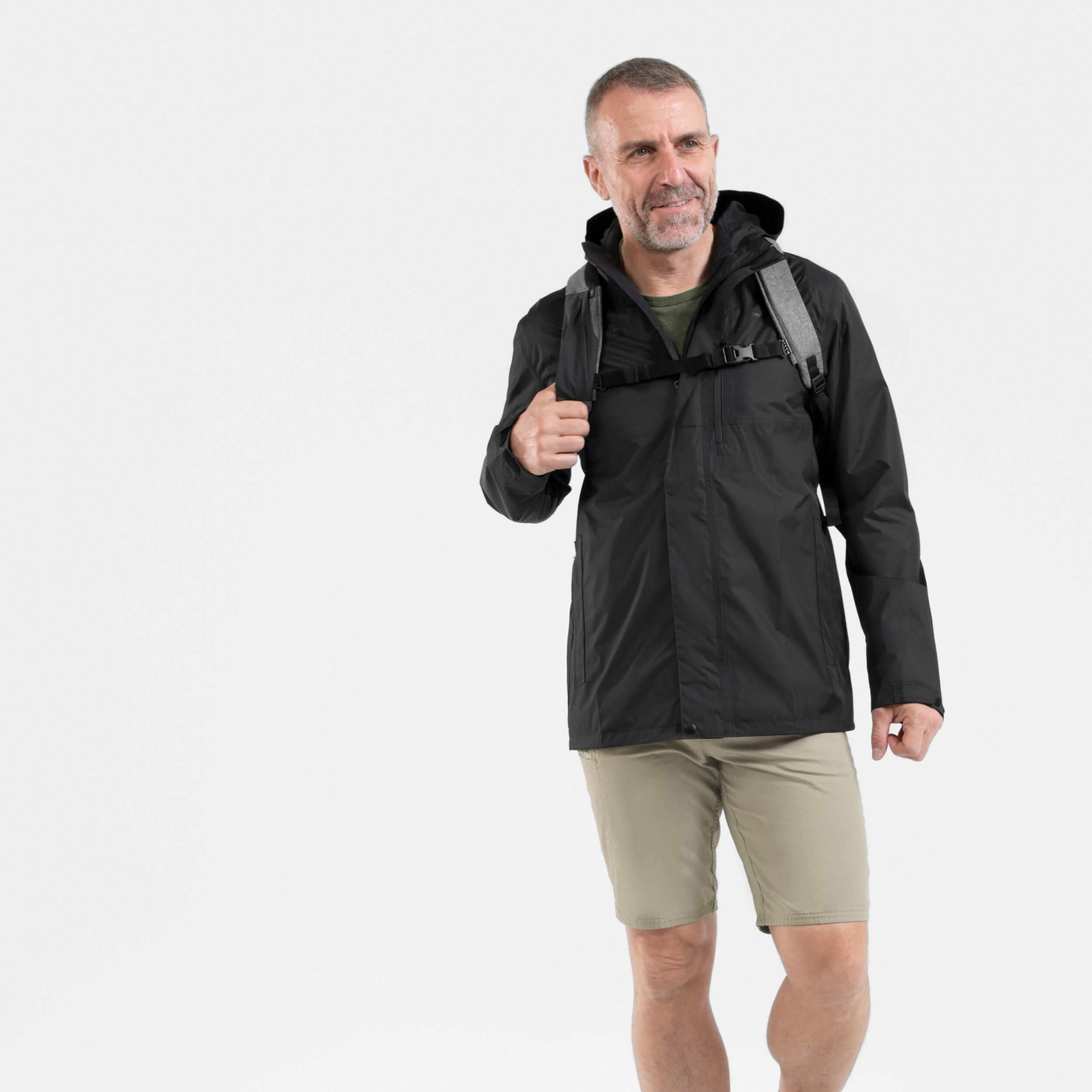 Manteau de randonnée imperméable homme – NH 500 noir - QUECHUA