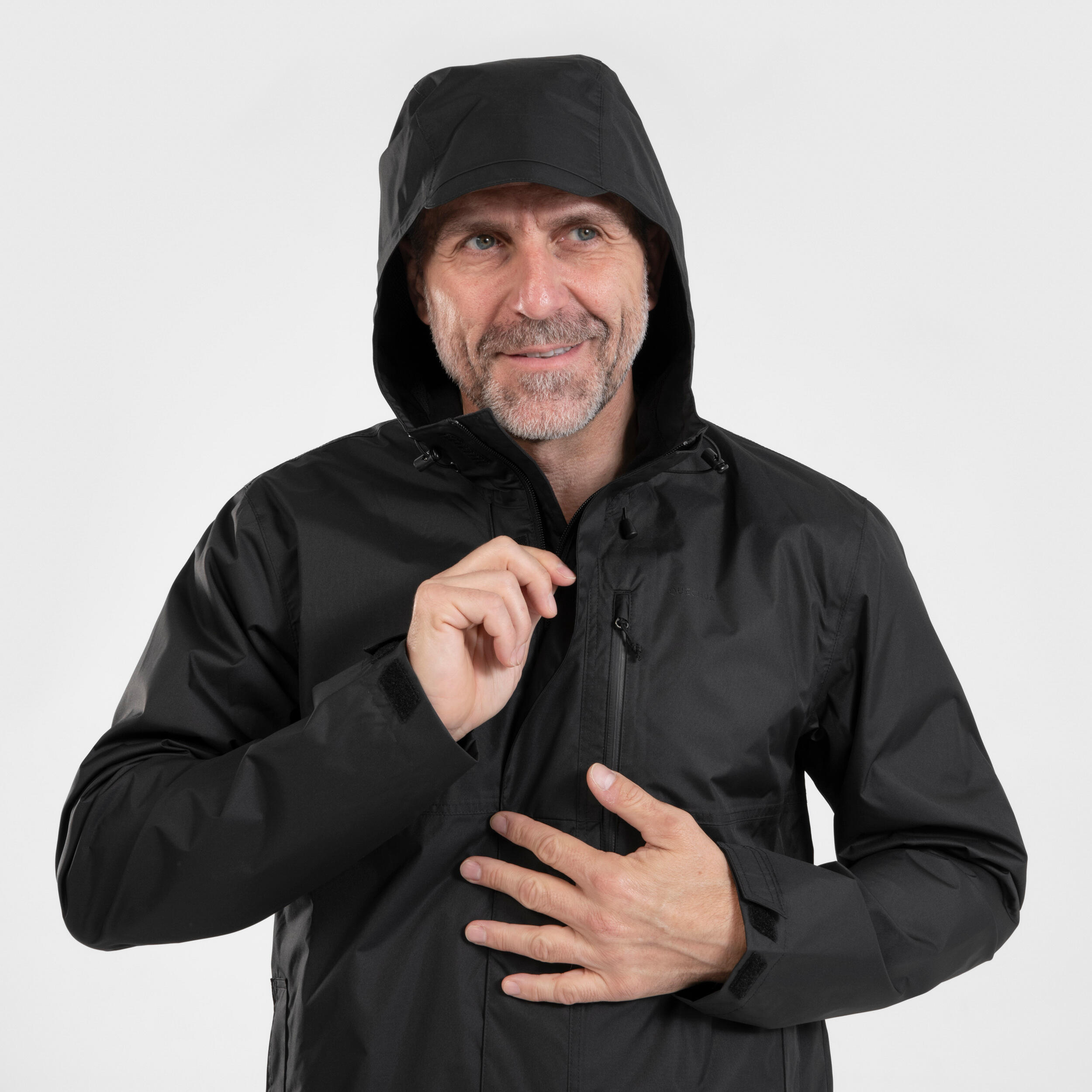 Men’s Waterproof Hiking Jacket - NH 500 Black - QUECHUA
