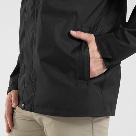 Куртка чоловіча NH500 Imper для туризму водонепроникна чорна
