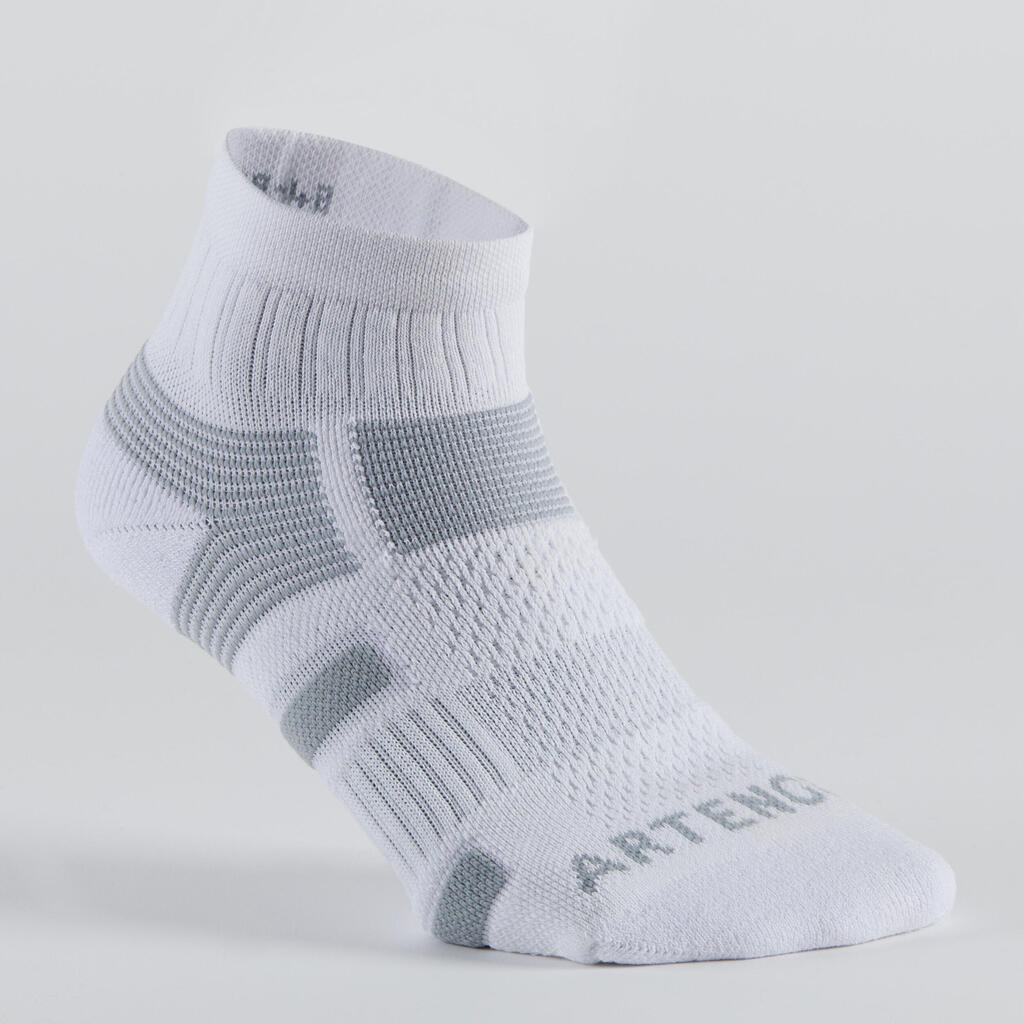 CHAUSSETTES DE SPORT MI-HAUTES ARTENGO RS 560 BLANC GRIS LOT DE 3