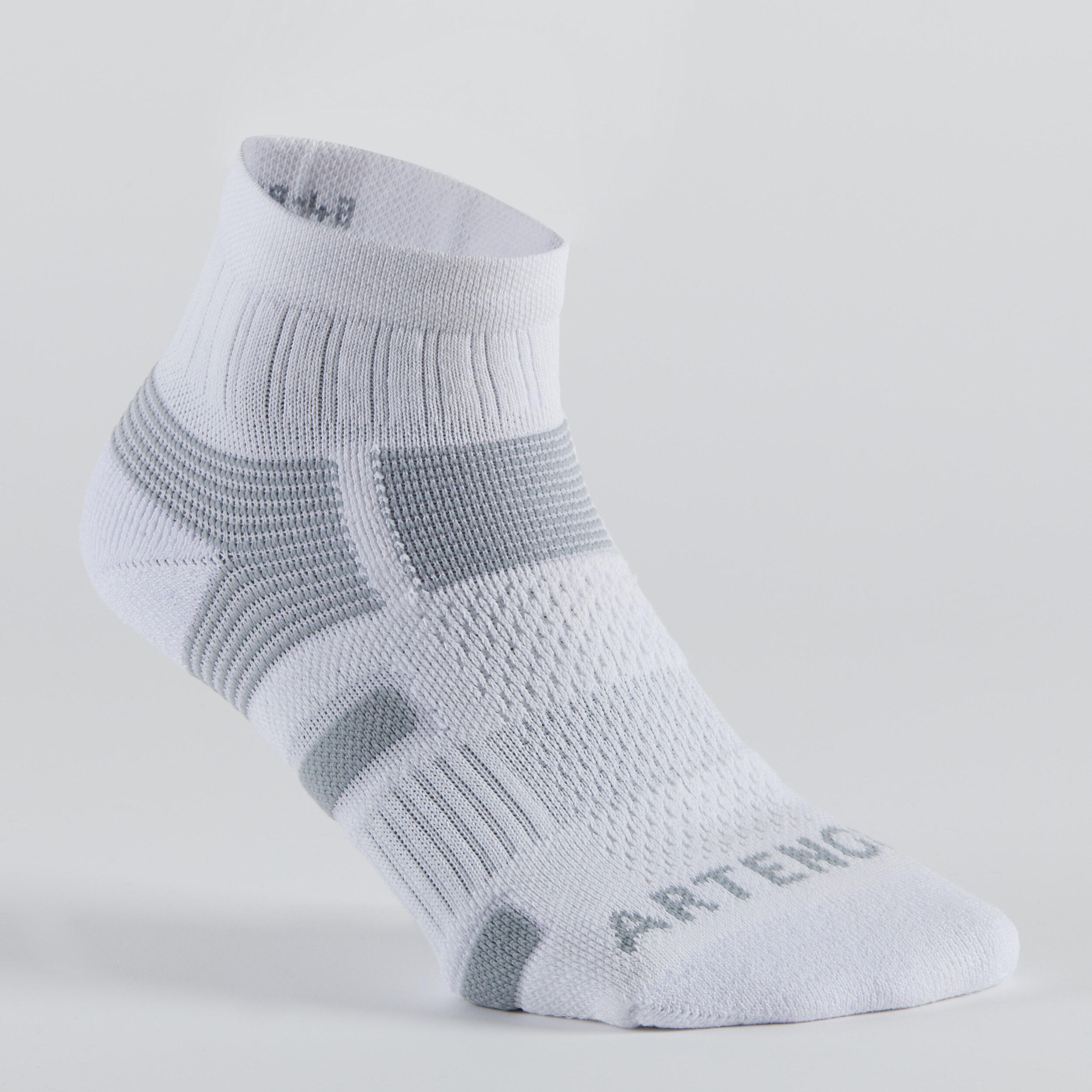 MEDIUM-HIGH SPORTS SOCKS ARTENGO RS 560 WHITE GRAY SET OF 3