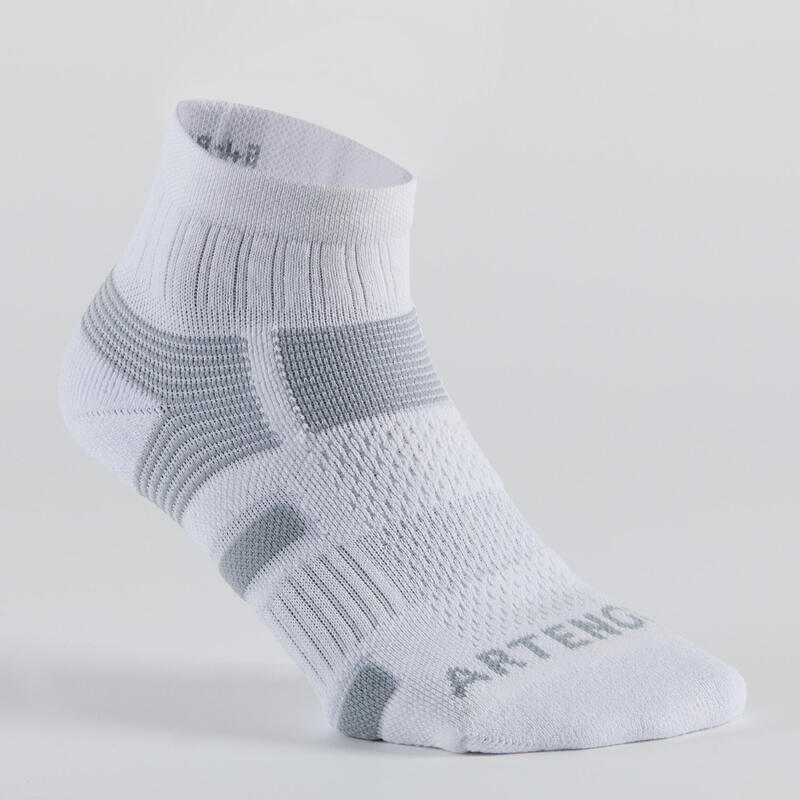 Polovysoké tenisové ponožky RS560 bílo-šedé 3 páry 