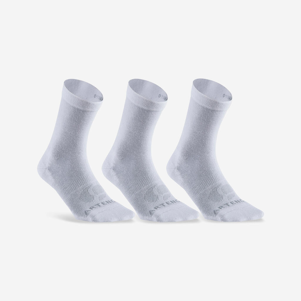 Calcetines largos de deporte blanco RS 160, lote de 3 pares