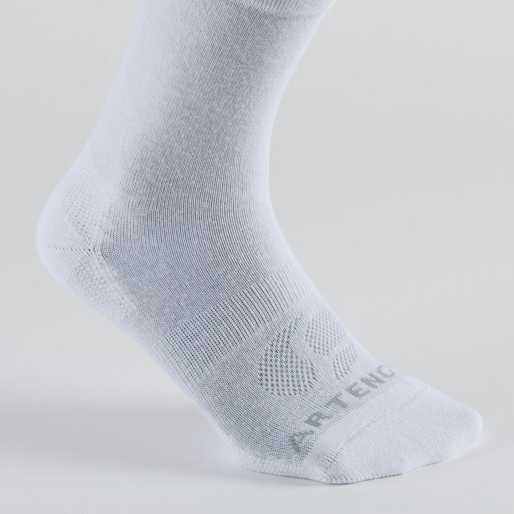 Calcetines largos de deporte blanco RS 160, lote de 3 pares
