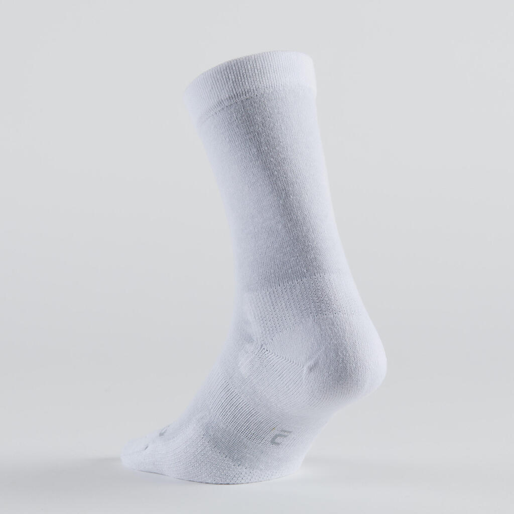 Calcetines largos de deporte blanco RS 160, lote de 3 pares