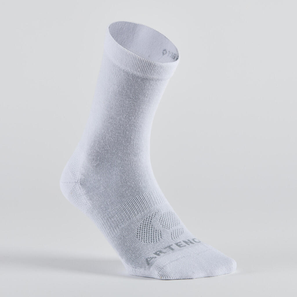 Calcetines largos de deporte blanco RS 160, lote de 3 pares