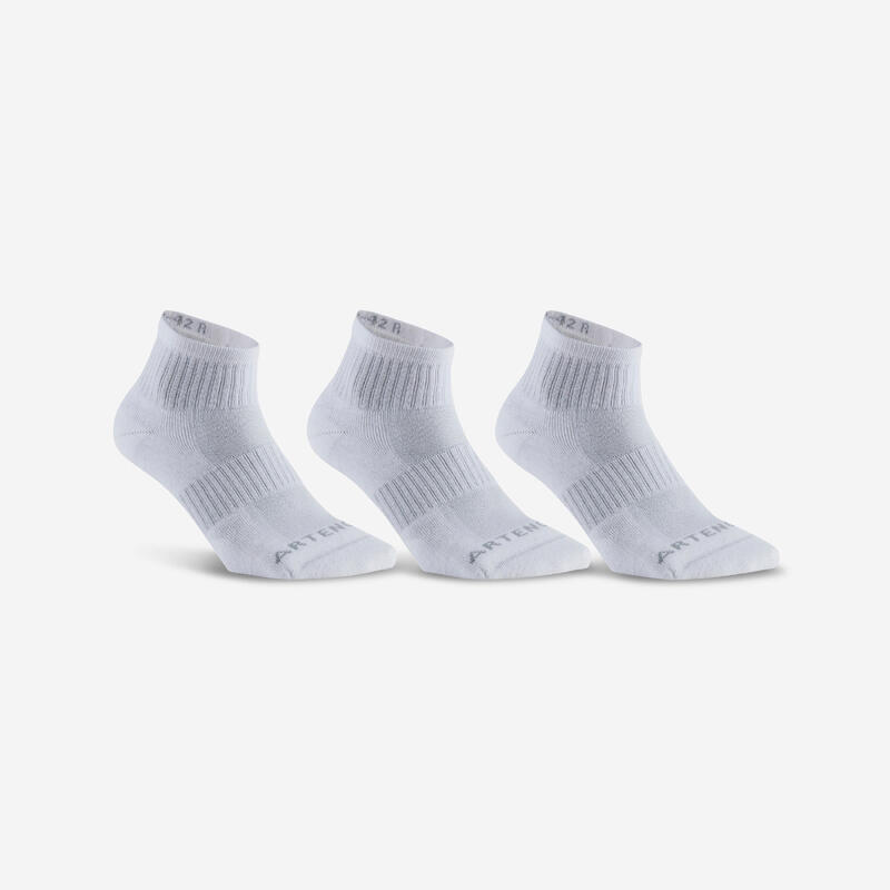 Polovysoké tenisové ponožky RS500 šedé 3 páry 