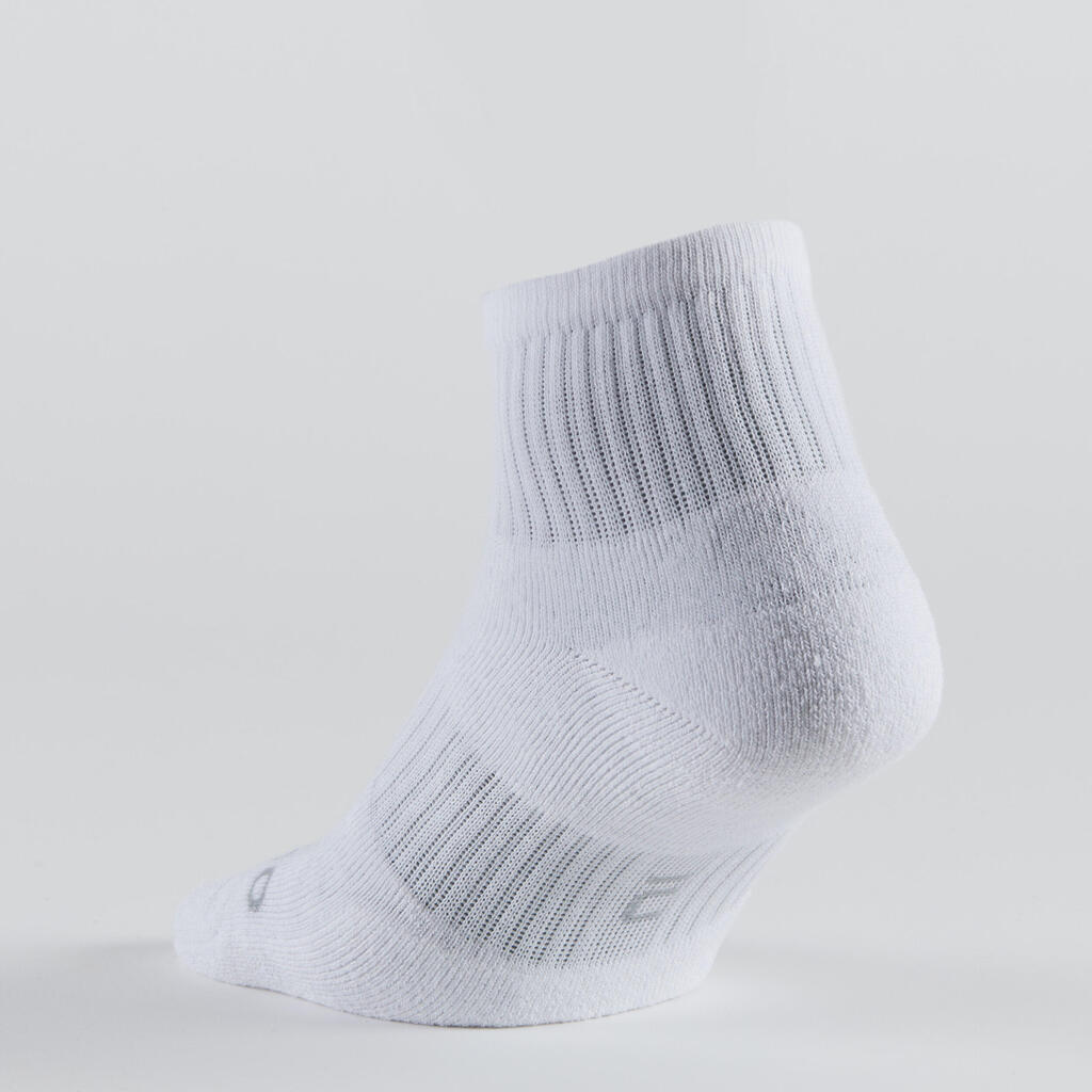 CHAUSSETTES DE SPORT MI-HAUTES ARTENGO RS 500 BLANC LOT DE 3