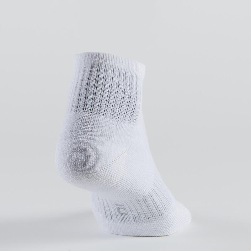 Polovysoké tenisové ponožky RS500 bílé 3 páry 