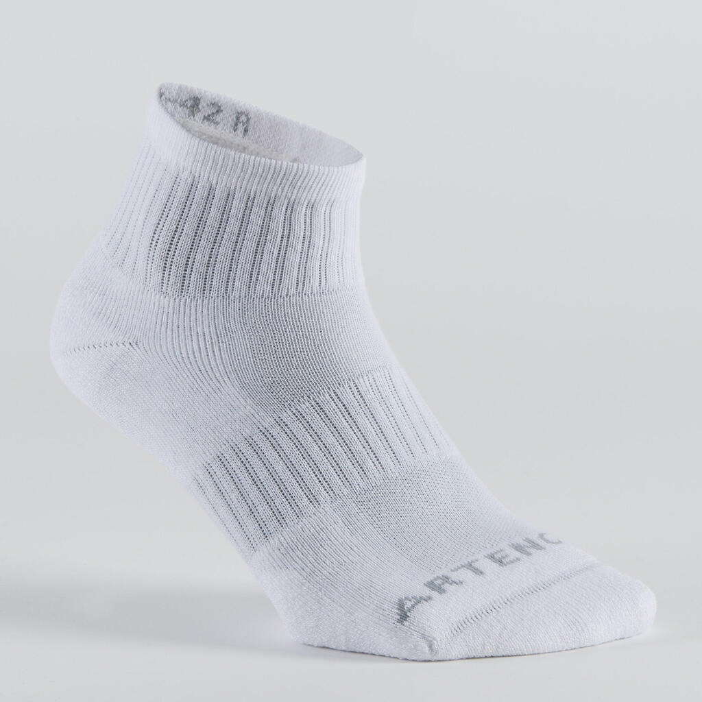 CHAUSSETTES DE SPORT MI-HAUTES ARTENGO RS 500 BLANC LOT DE 3