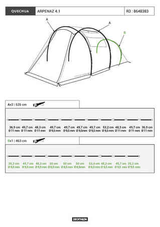 Camping tent with poles - Arpenaz 4.1 - 4 Person - 1 Bedroom