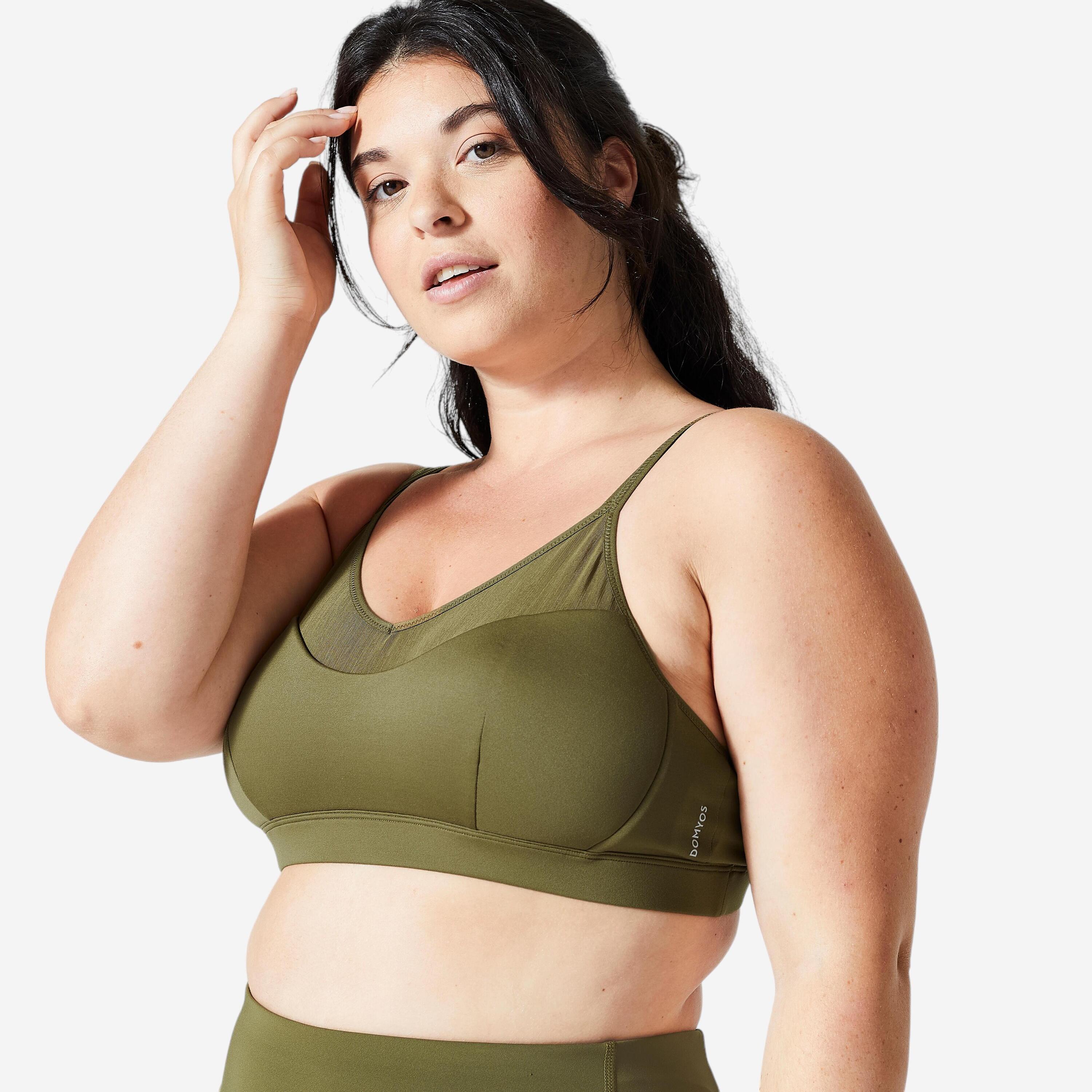 DOMYOS Light Support Fitness Bra 140 - Khaki