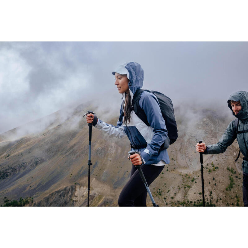 Regenjas voor bergwandelen dames MH500 grijs blauw