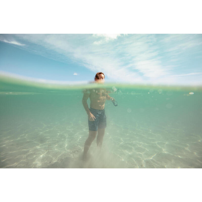 Short De Bain Natation Homme - Swimshort 100 Long - Bana Turquoise Bleu Marine