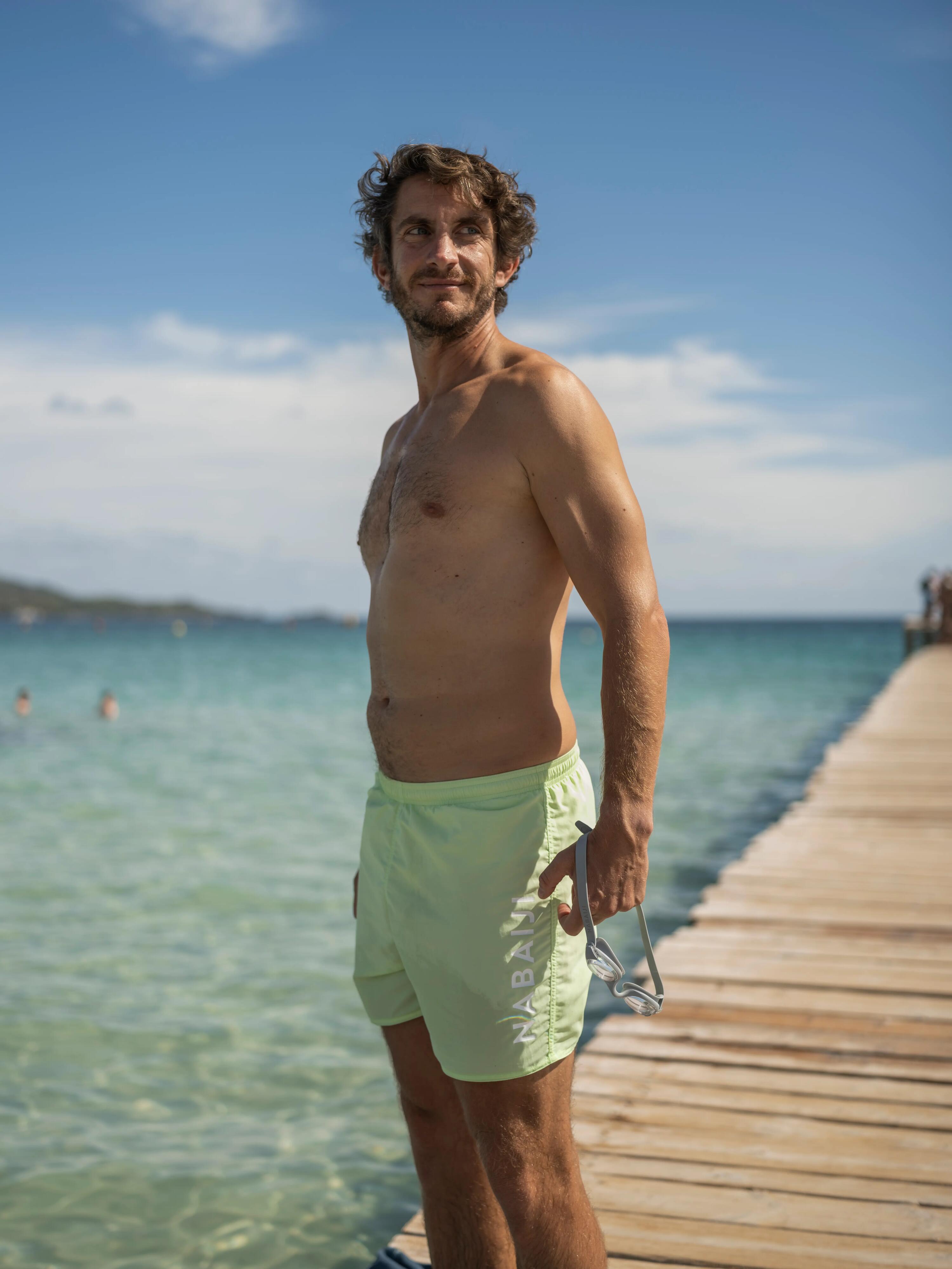 Men's swimming shorts - Swimshort 100 Basic - Green White 5/8