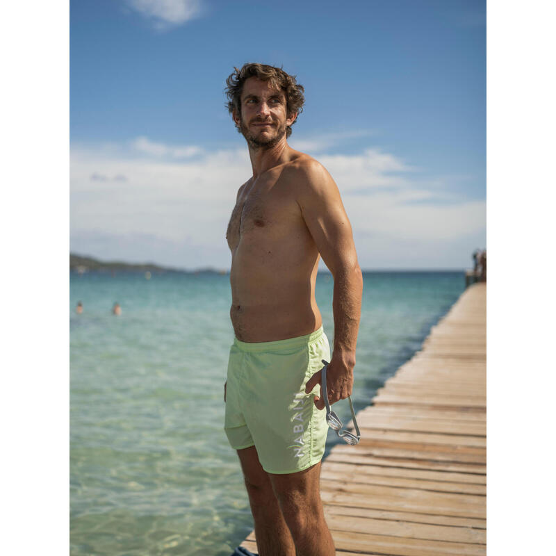 Short De Bain Natation Homme - Swimshort 100 Basic - Vert Blanc