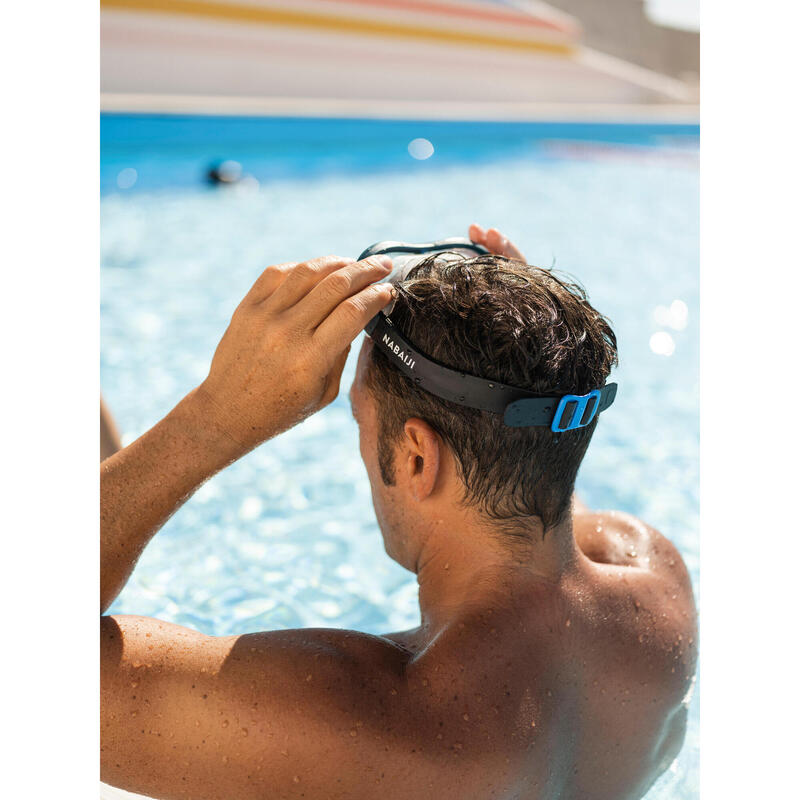 Gafas natación máscara talla L Swimdow Azul Negro Cristales Claros