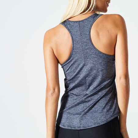 Women's Muscle Back Fitness Cardio Tank Top My Top - Mottled Grey